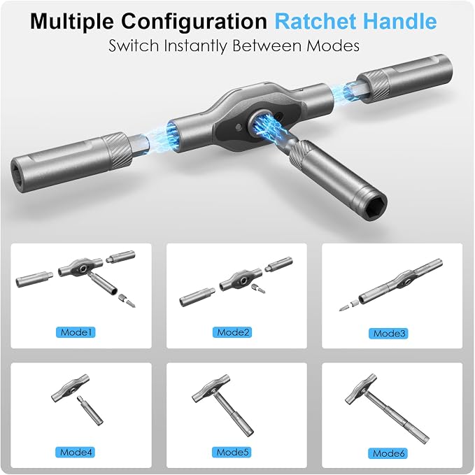 42 in 1 Magnetic Screwdriver Set, Portable Multi Bit Compact Ratchet Precision Screwdriver Set Mini Repair Tool Kit for Diy, Laptop Computer, Bicycles, Furniture, Eyeglass and More (Grey)