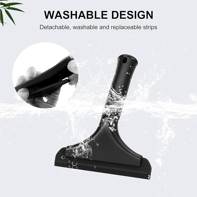 SetSail Shower Squeegee for Glass Doors Small Squeegee for Shower Glass Door Mini Silicone Windshield Squeegee for Car Window, All Black
