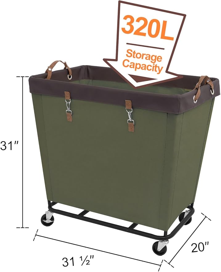 StorageWorks 320L Laundry Basket with Wheels, Rolling Hampers for Clothing