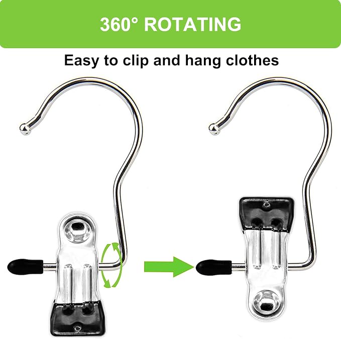 Laundry Hooks Hanging Clips Clothes Pins Closet Hanger Organizer Clamps Socks Towel Clips Heavy Duty Clothespins Bulk Hanger Clips for Closet Travel Pants Socks Handbags, 40 Pack