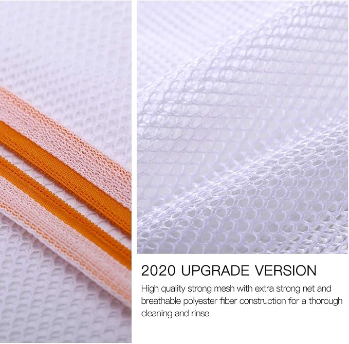 Laundry Bags Mesh Wash Bags, Lingerie Bag for Washing Delicates,M+L | Garment Bag for Washing Machine, For Scarf, Socks, Shirts, Small Toys, Orange Zipper, Tumble Dryer Safe