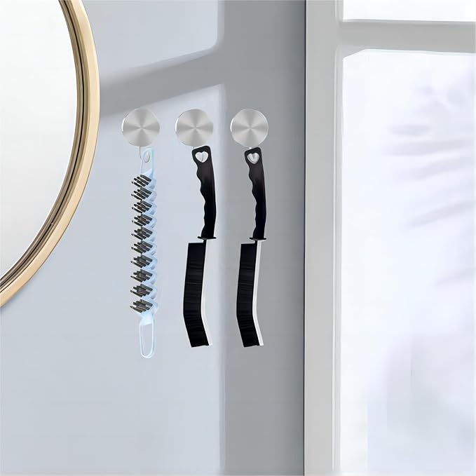 Crevice Cleaning Brush Hard Bristle Grout Brush Scrub Brush Toilet Brush Cleaning Tools Cleaning Supplies for Household Use Bathroom Kitchen 3 Pcs (Black&Blue)
