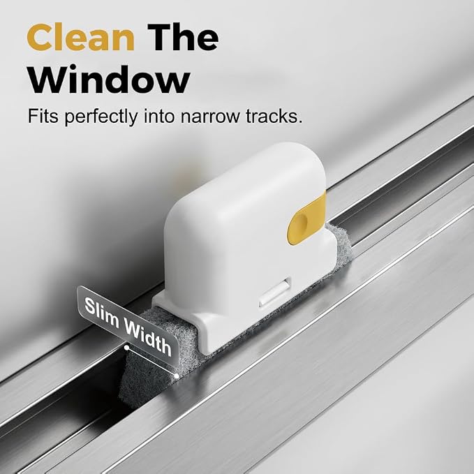 2026 New Magic Window Track Cleaner Set – Handheld Multipurpose Cleaning Brush Windows Screen Brush for Window Grooves, Tile Grout Lines, Shutter Slats, Car AC Vents & Narrow Gaps (3pcs Yellow)