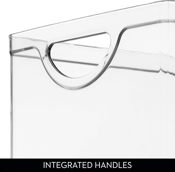 iDesign Plastic Stackable Kitchen Cabinet Storage Bin, Clear | With Handles, Pantry Organizer