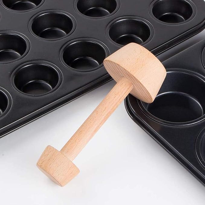 Tart Tamper - Double Side Wooden Egg Mold DIY Cake Pastry Pusher for Kitchen Party Baking Tools, Pie and Quiche Pans
