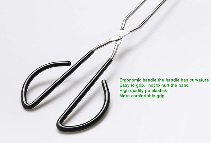 Hiash 3Pcs 16 Inch Extra Long Stainless Steel Kitchen Scissor Tongs, Non-Slip Comfortable Red Grip, Heat Resistant for BBQ and Cooking