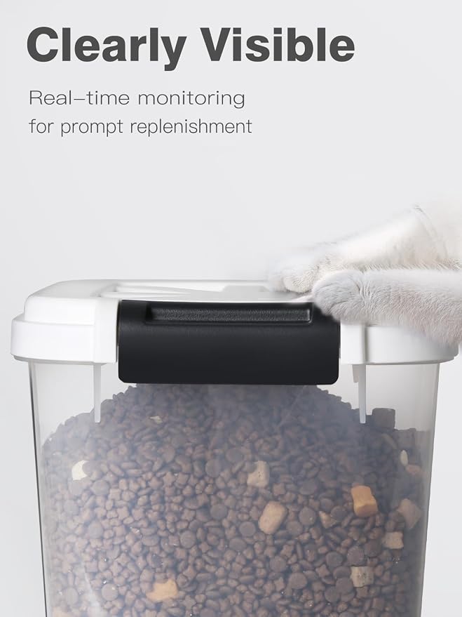 LivLab Mker 5 lbs Dog Food Storage Container with Lids Airtight Pet Food Container Cat Treat Container, Dry Pet Food Storage Bin for Cereal, Birds, Rice and Grain(6 lbs), White