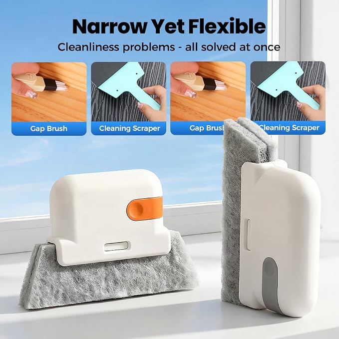 3PCS Magic Window Track Cleaner,2026 New Window Groove Cleaning Brush Tools Set Hand-held Cleaner Brushes Tools for Window lides Gaps,Sliding Door Track (Yellow 3PCS)