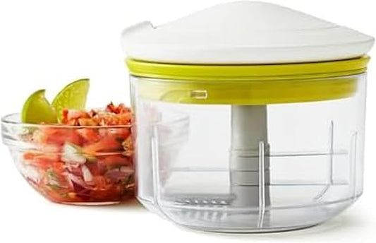 Chef’n VeggiChop Manual Hand-Powered Food Chopper and Processor, Chops Vegetables, Onions, Peppers, Nuts for Salsa, Guacamole, Hummus – White