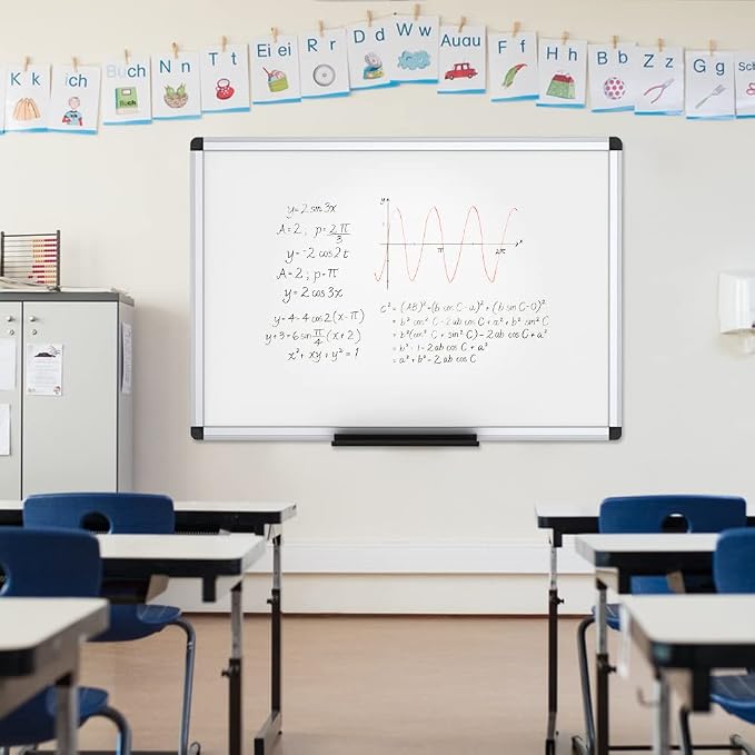 VIZ-PRO Magnetic Whiteboard, 36 x 24 Inches, Dry Erase Board for Wall | Includes 1 Eraser, 2 Markers & 4 Magnets, 3' x 2', Aluminum Frame, for School Office and Home