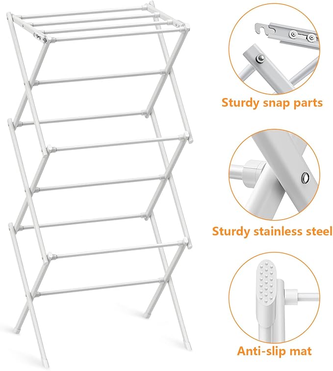 Clothes Drying Rack Drying Rack Clothing Pure White-1pack | for Laundry - 40" x 28.8" x 14.2", Space Saving Foldable Household Indoor&Outdoor