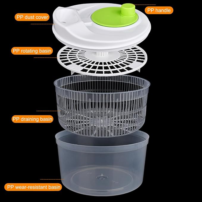 Salad Spinner,Vegetables Fruits Wash Bowl Large Capacity BPA Free Double Layer Detachable Manual Lettuce Spinner,Fruit and Vegetable Washer,Spin and Dry Salad Greens (Blue)