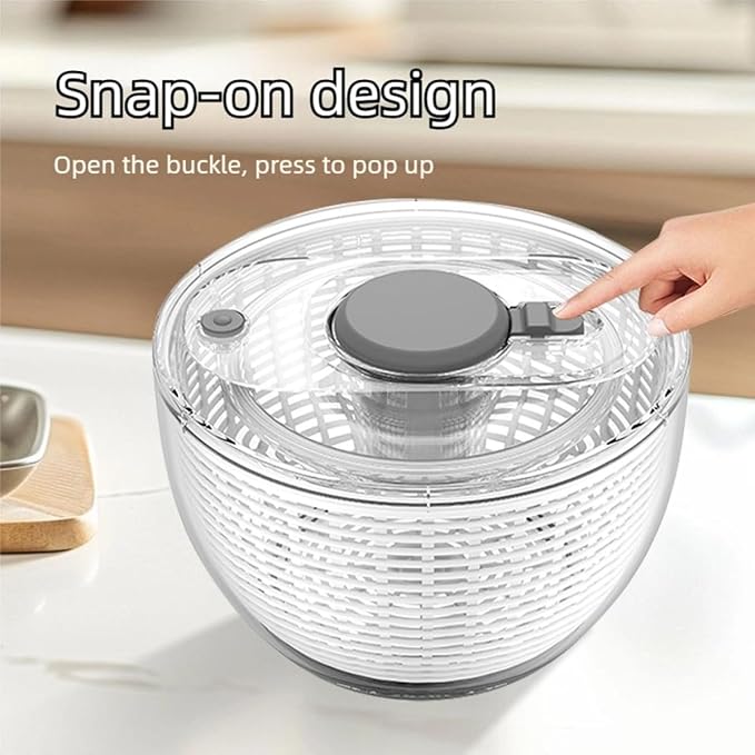 Glass Salad Spinner, Vegetable Cleaner, Fruit Washing Bowl with Strainer, One-Touch Brake, Fruit and Veggie Wash, Dishwasher Safe,Large Capacity Quick Salad Spinner,One-Touch Brake (M:3.6L/3.27Qt)