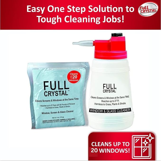 Full Crystal Window Cleaner Refill, 1lb Powder, Cleans Up to 80 Windows