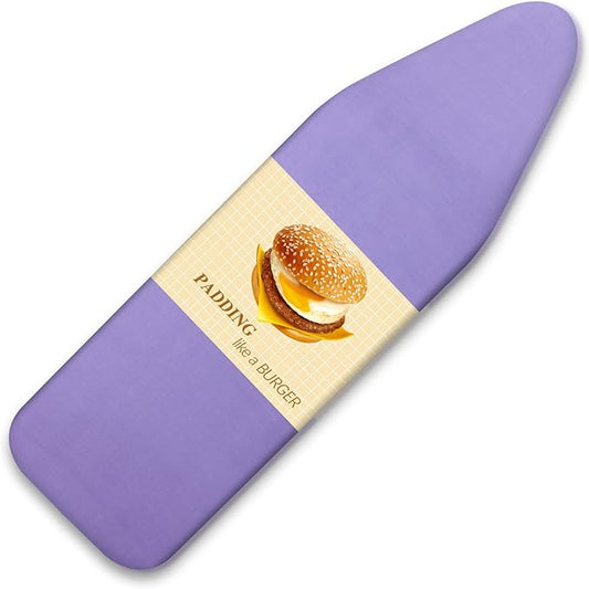 BNDX 15"x54" Ironing Board Cover for Apartments – Lavender Color with Thick Padding, 2" Elastic Edge & Dual Buckles, Scorch & Stain Resistant, Easy Installation