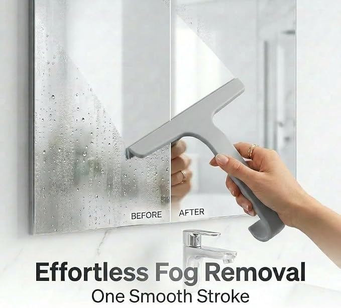 Bathroom Glass Shower Door Squeegee, Silicone & Metal, Gray, 10" W x 9.2" L | Effortless, Time-Saving, Rustproof, Flexible, High Quality, Efficient, Cost-Effective, Multi-Functional, Wear-Resistant