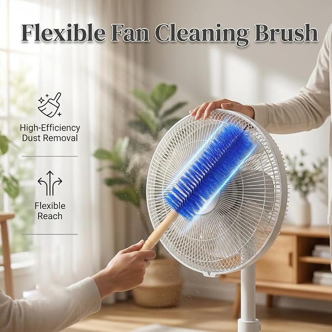 Fan Cleaning Brush, 2026 New Bendable Microfiber Head Dusting Brushes, Reusable Fan Cleaner Brush Dust Remover for Electric Fans, Air Conditioning, Car Vents and Blind，Grey：43cm