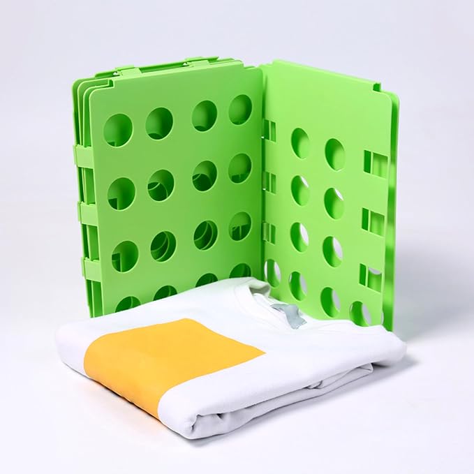 Folding Board for Clothes, Adjustable Shirt Folder Organizer, Gray, Adjustable T-Shirt Folding Board | Blue Plastic Clothing Organizer with Fold Guides | Laundry & Closet Storage Solution (GREEN)