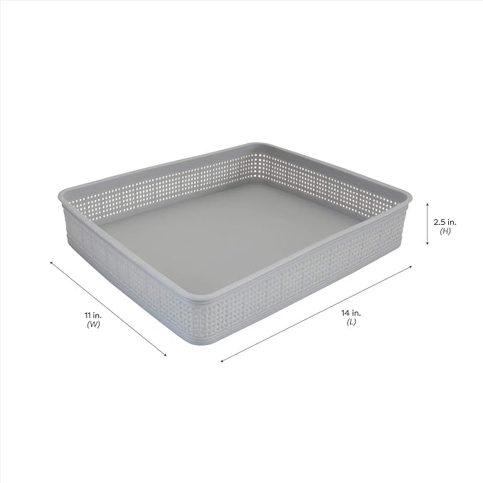 Simplify 10 Piece Organizing Set Multiple Size Bins Multipurpose Office, Desk, Dorm, Bathroom, Storage Basket, Small Items & Accessories | Grey (Pack of 6)