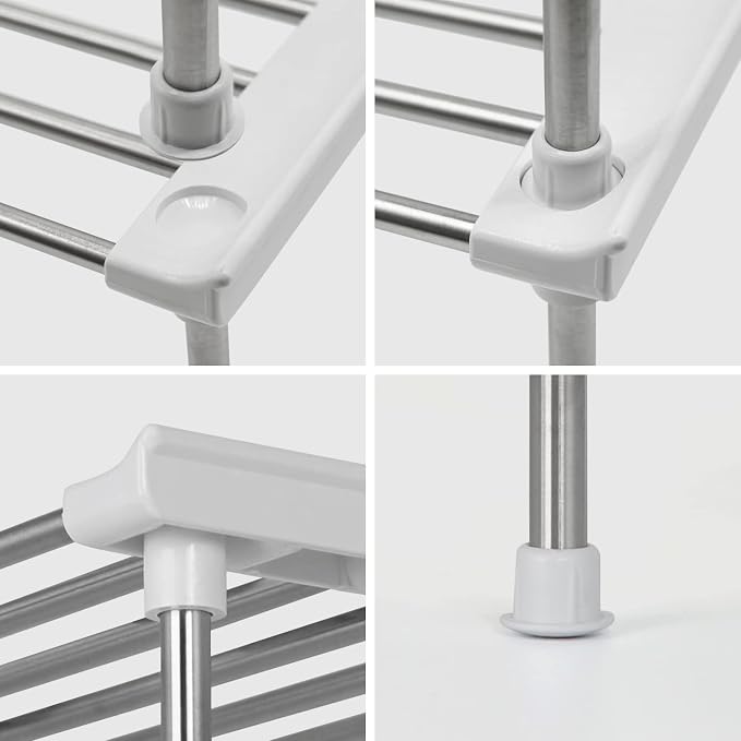 carrotez Set of 2 Stackable Cabinet Organizer Shelf 9.8 x 7.8 x 6.1 White | Kitchen Counter Shelves, Kitchen Cabinet Organizers and Storage, Pantry Storage Shelf Organizer