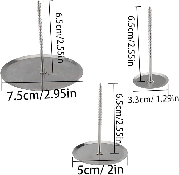 6PCS Food Grade Stainless Steel Cake Flower Decorating Tool Cupcake Icing Cream Decorating Tool Cake Flower Nail Reusable Stainless Steel Baking Heating Core Cake Flower Needles Lifters