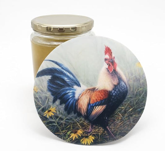 Andreas Silicone Jar Opener, Black & Gold Rooster – 6.25" Non-Slip Lid Gripper & Garlic Peeler, Food and Dishwasher Safe, Multi-Use, Durable Silicone & Fabric, Made in the USA, JO-AB9202