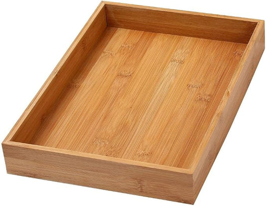 YBM Home Bamboo Drawer Organizer Storage Box for Kitchen Drawer, Junk Drawer, Office, Bedroom, Children Room, Craft, Sewing, and Bathroom, 2 Pack 10x14x2 inch