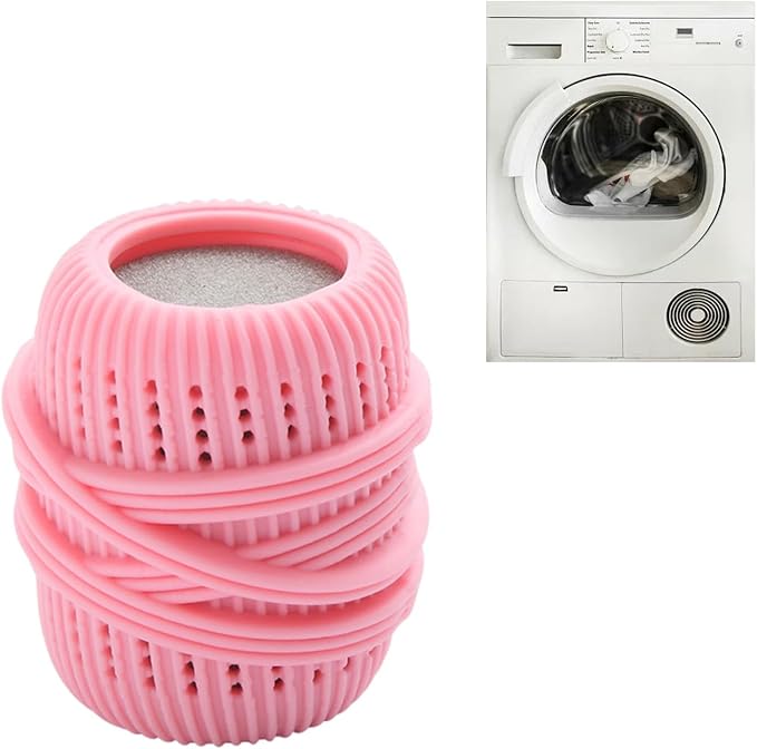 Reusable Fabric Softener Dispenser Balls Laundry Dryer Balls for Washing Sponge Household Substitute Cleaning Tool (Pink)