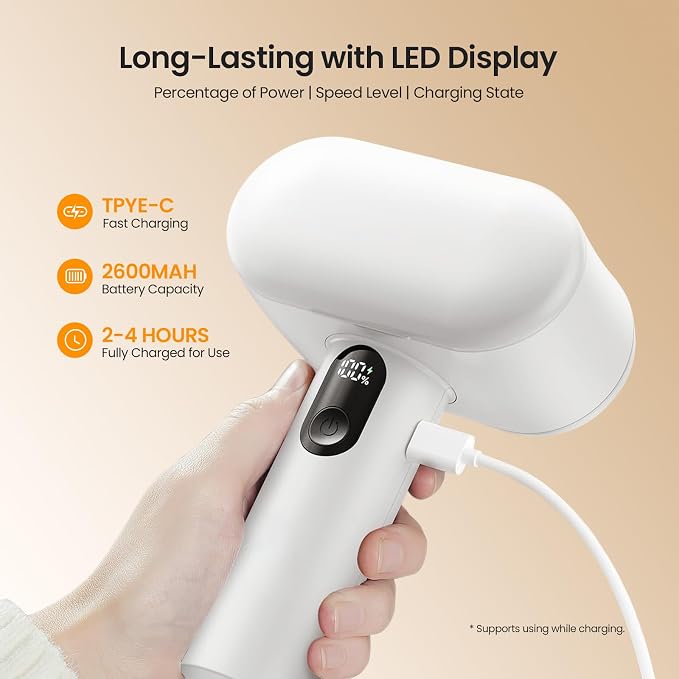 Mosthink Fabric Shaver, 2-in-1 Electric Lint Remover & Build-in Lint Brush | Dual-Head Lint shaver for Clothes Furniture | 3-Speed Fuzz & Pilling Remover | Sweater Shaver with LED Display | Rechargeable