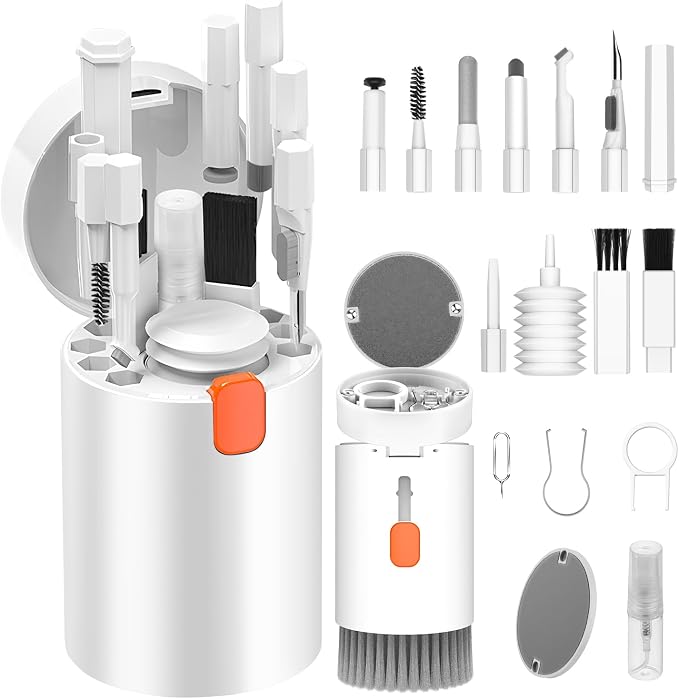 VICHYIE 20 in 1 Multifunctional Cleaner Kit for Electronic Devices (White) | Keyboard Cleaning Brush, Headphones Cleaner Kit for AirPods, Multi-Tool for Cleaning Laptop, Earbuds, Camera, Cellphones