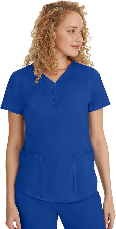 Healing Hands Purple Label Jane Scrub Top for Women Y-Neck Design | 2 Patch Pockets, Slim Fit Side Vents, Fitted Shirttail Silhouette, Breathable Comfort, Easy Care Fabric, Made for Every Shift