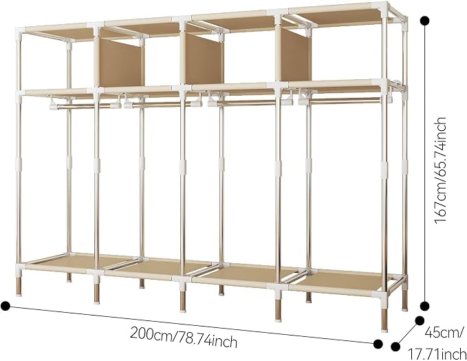 Portable Closet Wardrobe with Drawers for Bedroom，Apartment and Living Room