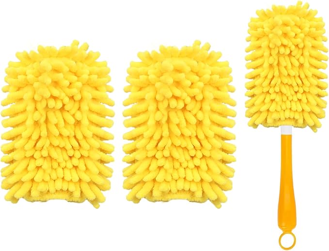 Reusable Duster Pads Compatible with Swiffer Hand Duster, 360 Duster Refill | Dusters Heavy Duty Refills, Microfiber Dusters Refills for Swiffer 3ft 6ft Extended Handle, 2 Pack (Handle is Not Included)