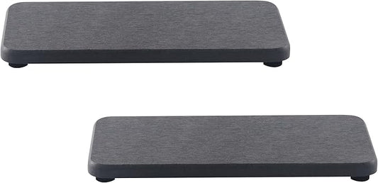 NiuYichee 2 Pcs Water Absorbing Stone Trays, Kitchen/Bathroom Sink Soap Dish, Diatomite Tray Used for Hand Soap & Cosmetic Bottles in The Modern Home, 3.5" W x 7.1" L, Dark Gray