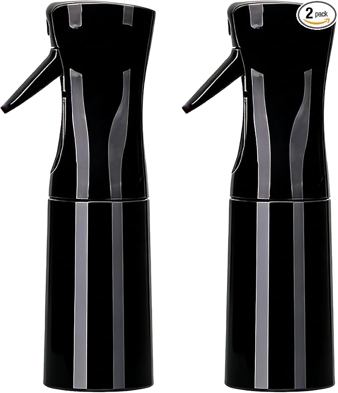 Spray Bottles For Hair, continuous spray bottle (200ml/6.8oz 2Pack) used for hair design, plants, cleaning, hair care and skin care, etc. – empty, reusable (Pure Black)