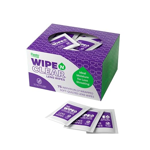 Flents Lens Wipes, Wipe 'N Clear, Pre-Moistened & Streak-Free, 75 Count | Safe for Glasses, Sunglasses, Gentle Cleaning, Clear Vision, Individually Wrapped for Travel & Convenience, Made in the USA