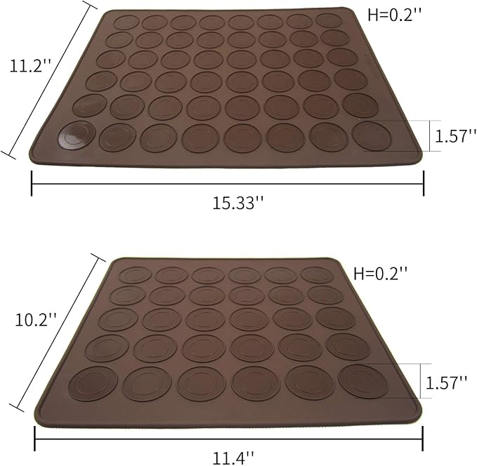 Silicone Macaron Baking Mats, 2 Non-Stick Silicone Baking Mats, Food Safe Baking Mat, Great For Macaron, Cookies, Bread, Pastry, Dessert (48Capavity + 30Capacity)