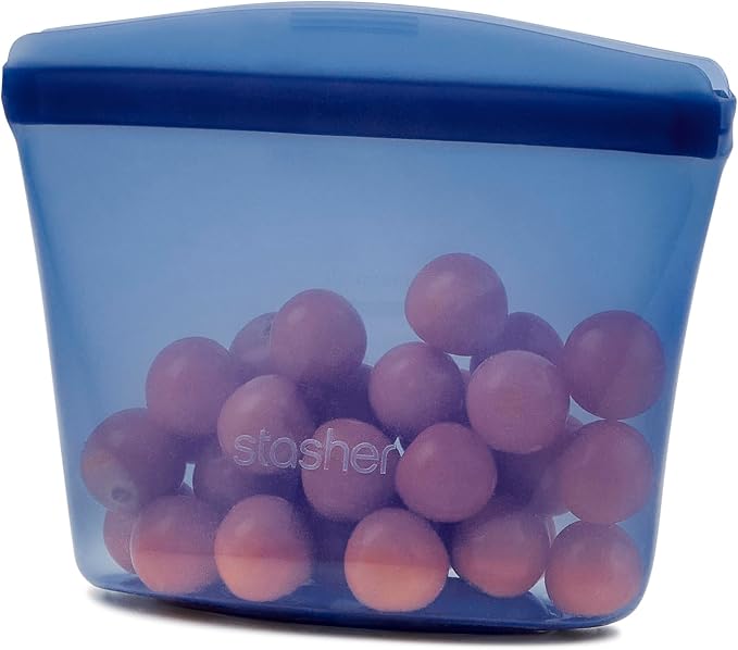 Stasher Silicone Reusable Storage Bag, 1-Cup Bowl, Reusable Freezer Bag, Microwave, Dishwasher, Oven Safe, Sous Vide, Lunch Container, Eco Friendly, Food Storage Bag, Snack Bag, 8 oz, Deep Ocean