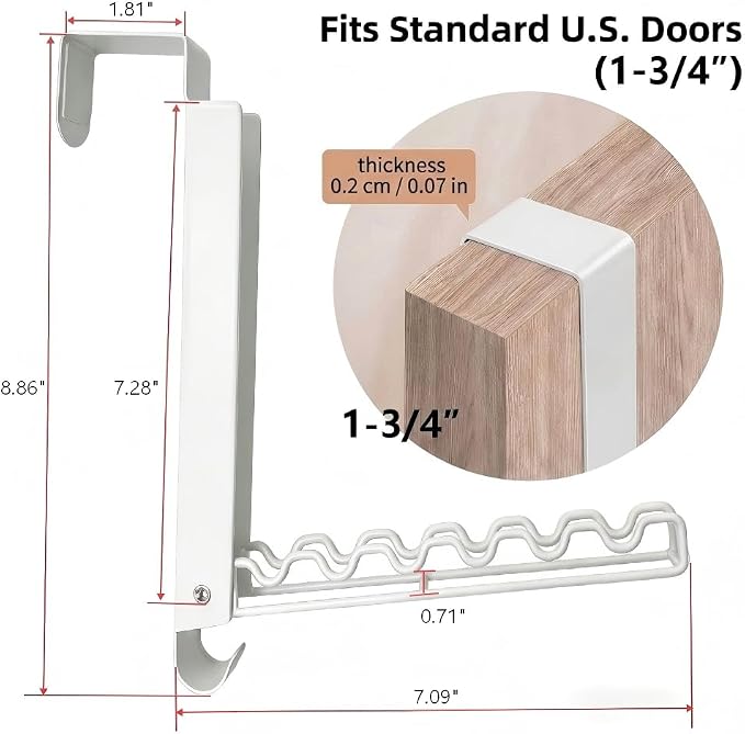 1 Pack Foldable Over The Door Drying Rack, Portable Over The Door Clothes Hanger for Laundry Dorm Bathroom Closet, White