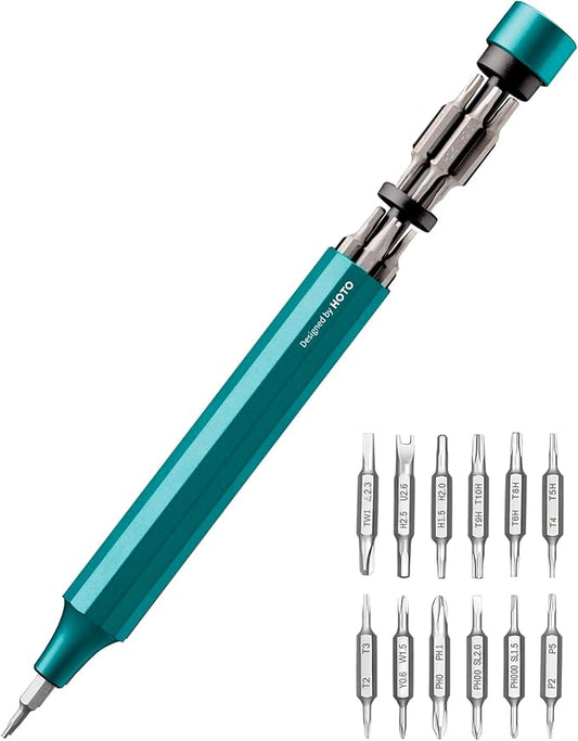 HOTO 24 in 1 Mini Screwdriver Set, Eyeglass Repair Kit, Dark Turquoise | Magnetic Torx Bit Set, EDC Pen Screwdriver for Electronics, Watches, Phones, Laptops, Cameras, Gadgets for Men