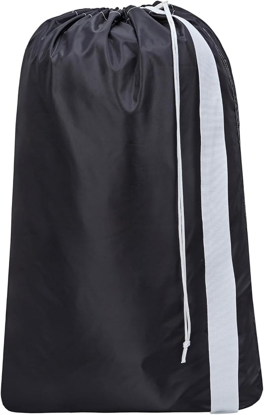 HOMEST XL Laundry Bag with Strap, Clothes Organizer for Dorm & Travel | Heavy-duty nylon material supports bulky garments and daily transport between baskets and storage areas, Black