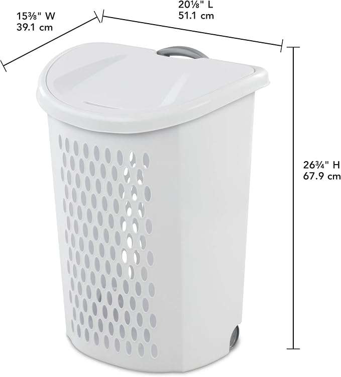 The White Wheeled Plastic Laundry Hamper – Adult-Sized Rolling Basket With Handles For Home