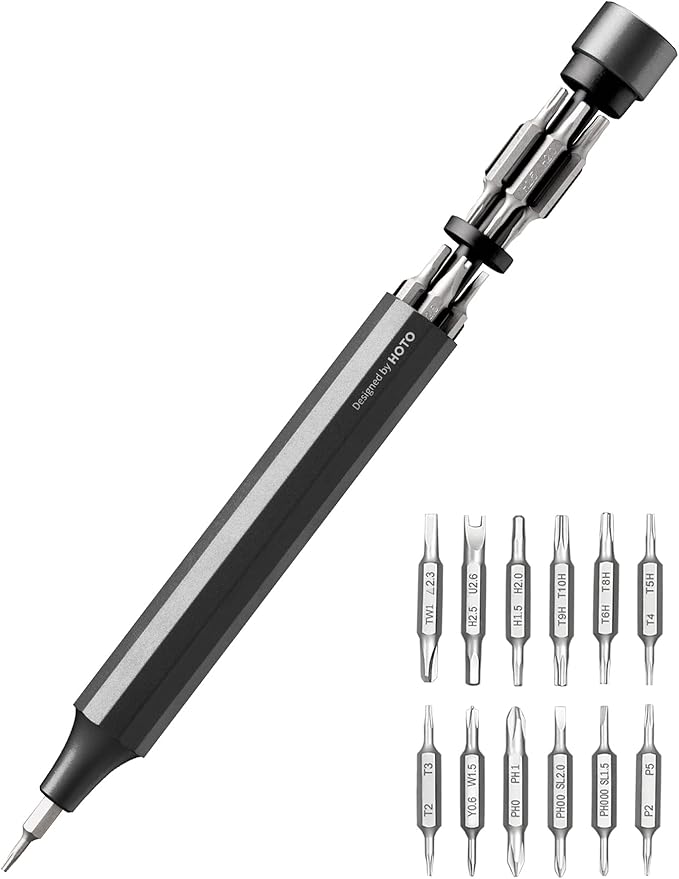 HOTO 24 in 1 Mini Screwdriver Set, Eyeglass Repair Kit, Slate Grey | Magnetic Torx Bit Set, EDC Pen Screwdriver for Electronics, Watches, Phones, Laptops, Cameras, Gadgets for Men