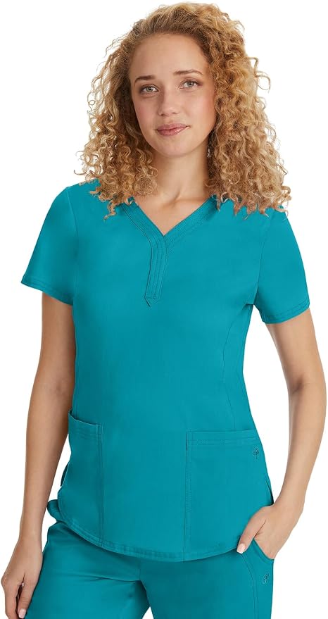 Healing Hands Purple Label Jane Scrub Top for Women Y-Neck Design | 2 Patch Pockets, Slim Fit Side Vents, Fitted Shirttail Silhouette, Breathable Comfort, Easy Care Fabric, Made for Every Shift