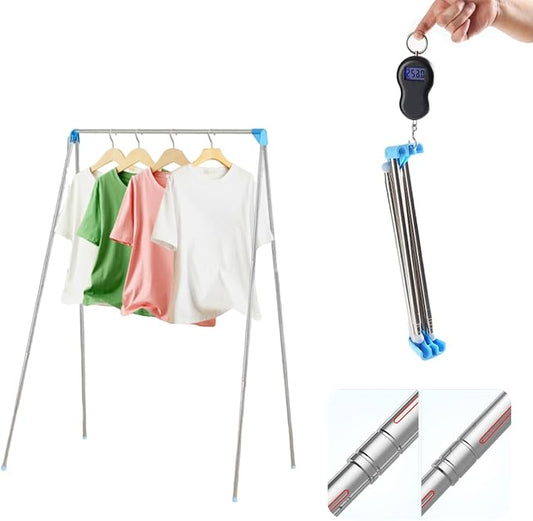 Portable Travel Garment Rack, Upgraded Easy Folding Drying Clothes Rack | Stainless Steel; Lightweight; Retractable Drying Rack for Laundry, Travel, Camping, Hotel, Dance