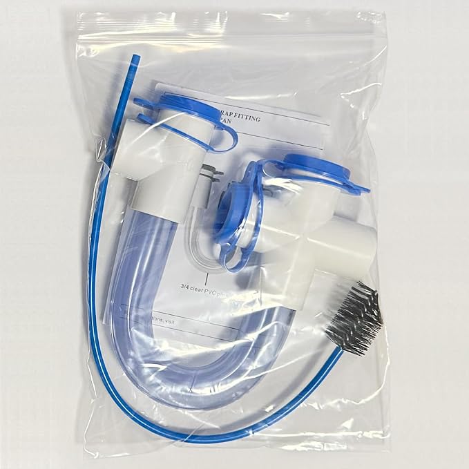 3/4 Clear PVC U Trap Pipe Fitting Connector for HVAC Condensate Drain System with Cleaning Brush
