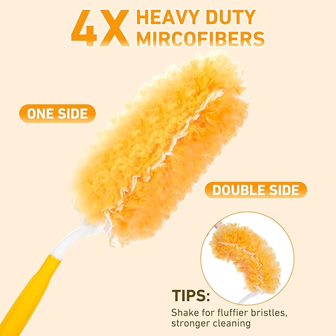 360° Duster Refills Kit for Swiffer Duster, 25 Pack & 1 Handle, Multi-Surface Dusters with 4X Cleaning Power. Efficient Duster Kit for Cleaning Pet Hair, Home, Office, Blinds, Furniture and More