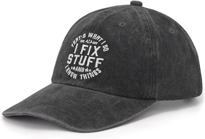 Embroidered That's What I Do I Fix Stuff & I Know Things Vintage Cotton Washed Soft Mesh Baseball Hat