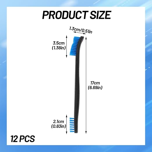 12-Pack Double-Ended Cleaning Brushes, Nylon Bristle Detail Brushes for Car Detailing, Kitchen, Keyboard, Carbon Residue Removal and Tight Spaces Cleaning