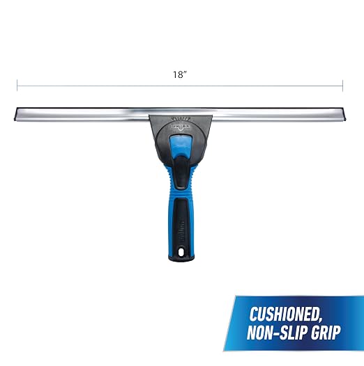 Unger Professional Connect and Clean 18” Swivel Window and Glass Cleaning Squeegee with EZ Change, Large Surfaces with Streak-Free Results, Swiveling Head for Corners and Edges, Rubber Replacement